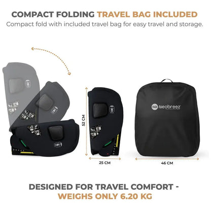 Neobreez Gento Compact Foldable Travel Car Seat with ISOFIX – Black