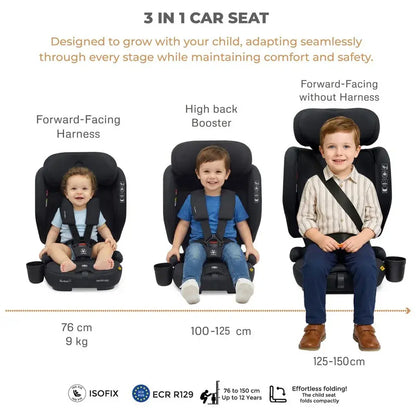 Neobreez Gento Compact Foldable Travel Car Seat with ISOFIX – Black