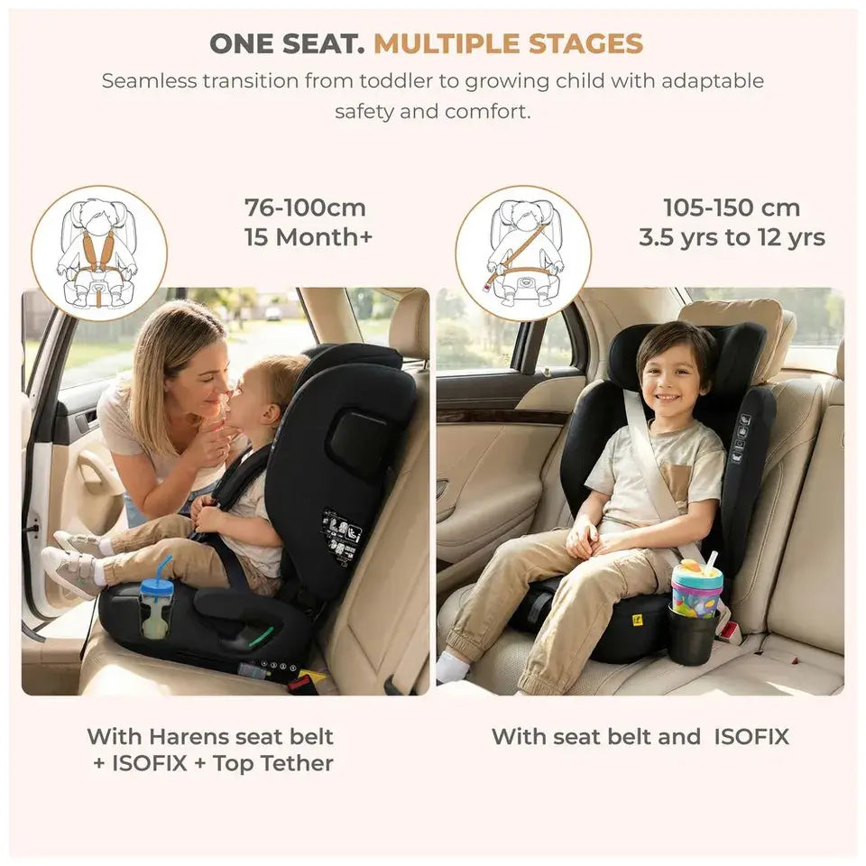 Neobreez Gento Compact Foldable Travel Car Seat with ISOFIX – Black