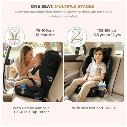 Neobreez Gento Compact Foldable Travel Car Seat with ISOFIX – Black