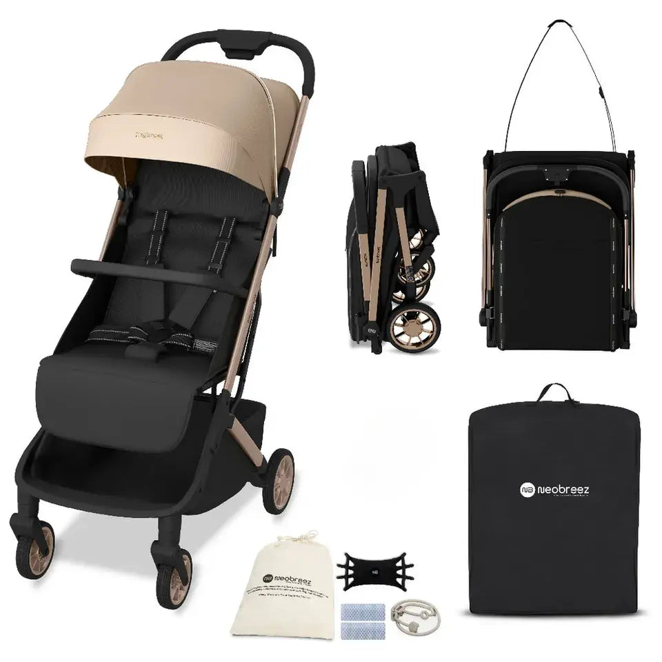 Neobreez Neolite Compact Cabin Stroller – Beige/Black