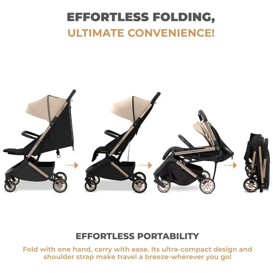 Neobreez Neolite Compact Cabin Stroller – Beige/Black