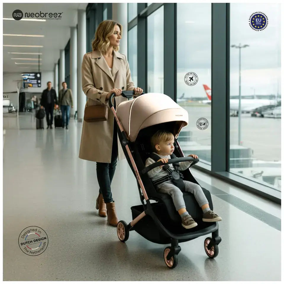 Neobreez Neolite Compact Cabin Stroller – Beige/Black