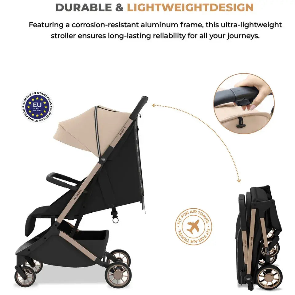 Neobreez Neolite Compact Cabin Stroller – Beige/Black