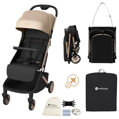 Neobreez Neolite Compact Cabin Stroller – Beige/Black