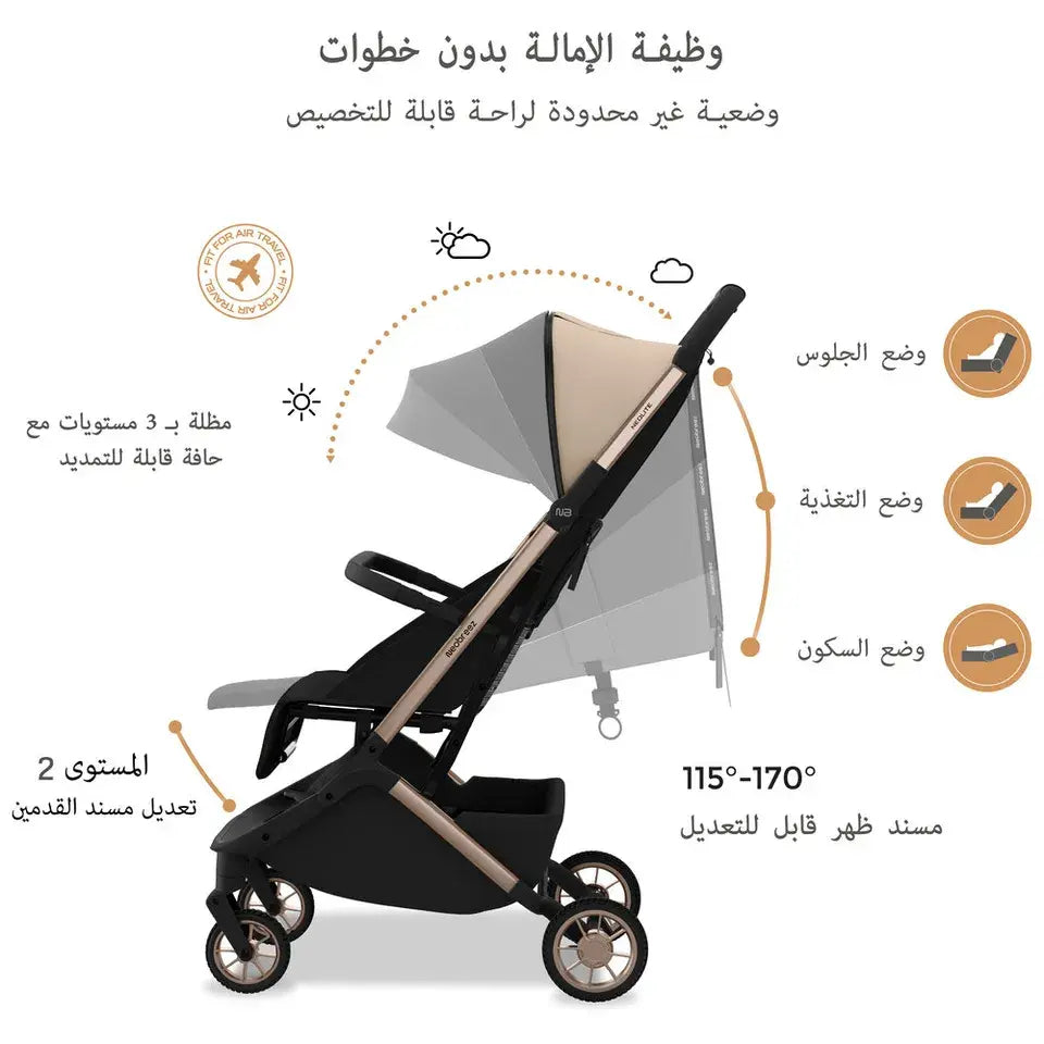 Neobreez Neolite Compact Cabin Stroller – Beige/Black