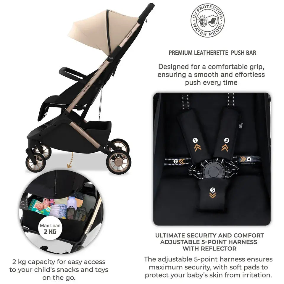 Neobreez Neolite Compact Cabin Stroller – Beige/Black