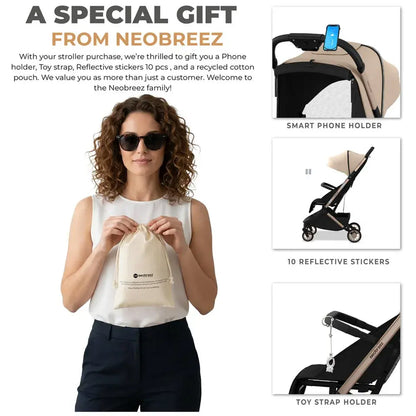 Neobreez Neolite Compact Cabin Stroller – Beige/Black