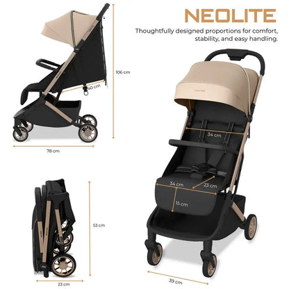 Neobreez Neolite Compact Cabin Stroller – Beige/Black