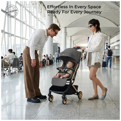 Neobreez Neolite Compact Cabin Travel Stroller – Grey/Gold