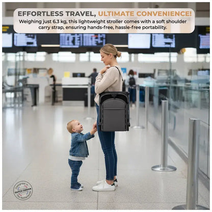 Neobreez Neolite Compact Cabin Travel Stroller – Grey/Gold