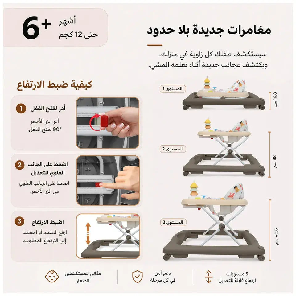 Neobreez Tredo Baby Walker – Brown/Beige