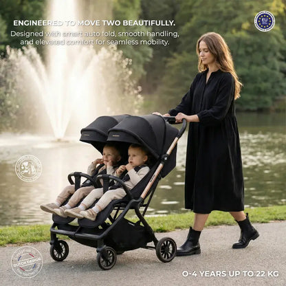 Neobreez Twinex Auto Fold Double Stroller – Compact Twin Stroller