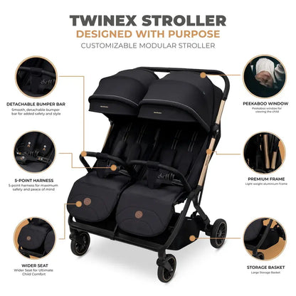 Neobreez Twinex Auto Fold Double Stroller – Compact Twin Stroller