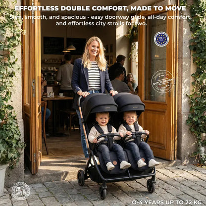 Neobreez Twinex Auto Fold Double Stroller – Compact Twin Stroller