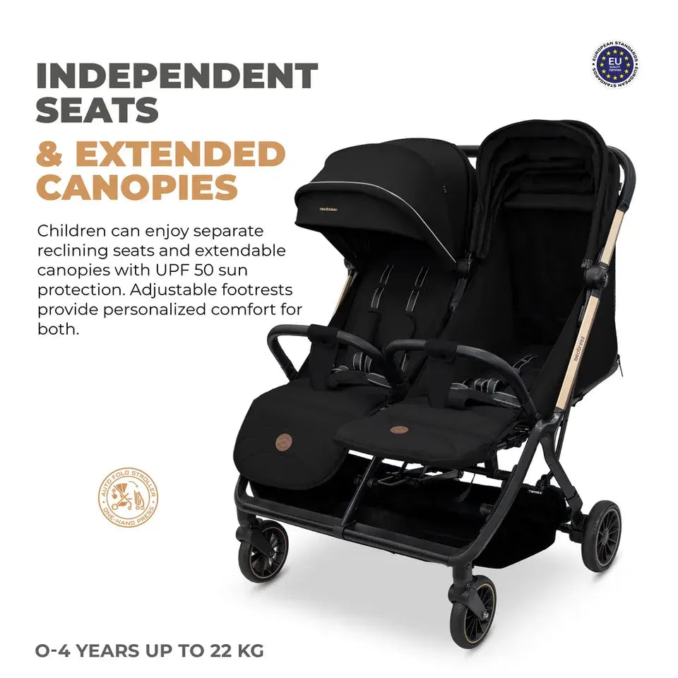 Neobreez Twinex Auto Fold Double Stroller – Compact Twin Stroller