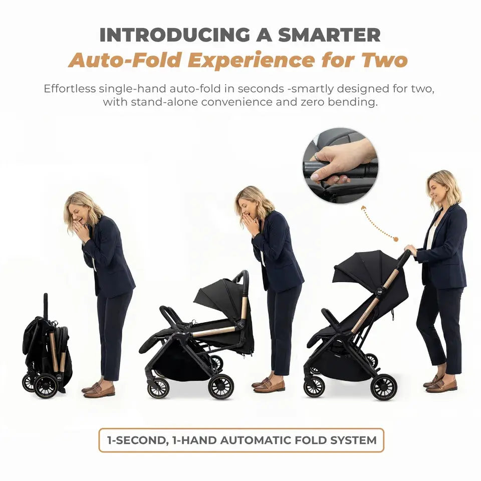 Neobreez Twinex Auto Fold Double Stroller – Compact Twin Stroller