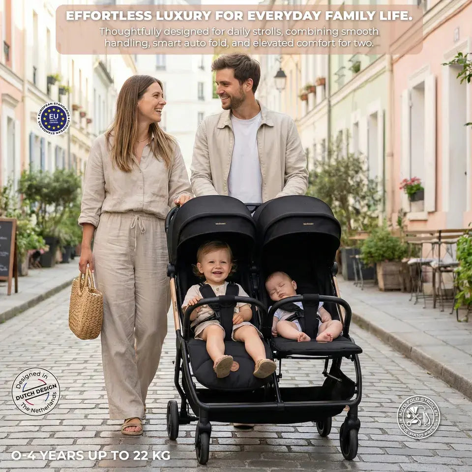 Neobreez Twinex Auto Fold Double Stroller – Compact Twin Stroller