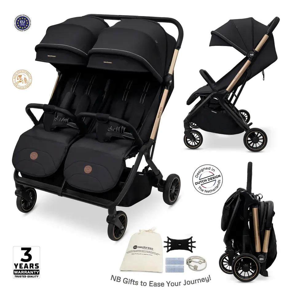 Neobreez Twinex Auto Fold Double Stroller – Compact Twin Stroller