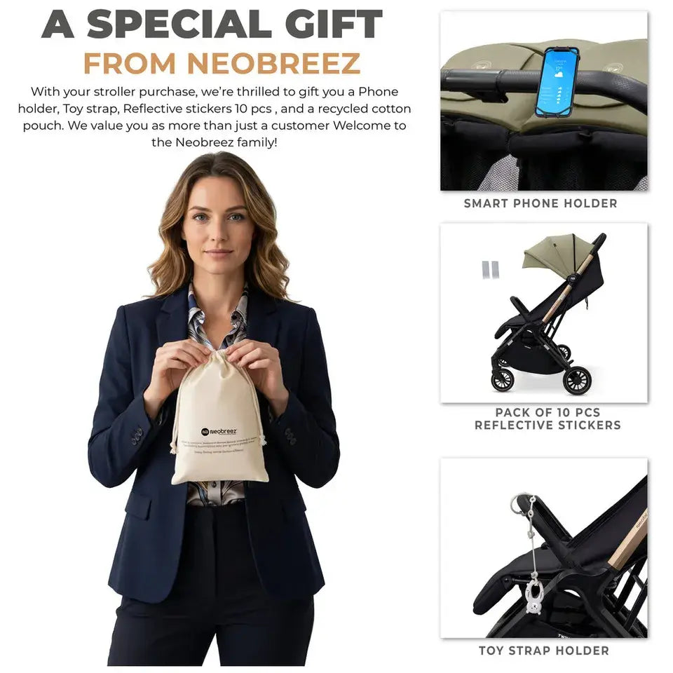 Neobreez Twinex Auto Fold Double Stroller – Compact Twin Stroller (Beige/Black)