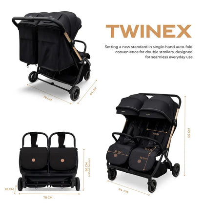 Neobreez Twinex Auto Fold Double Stroller – Compact Twin Stroller