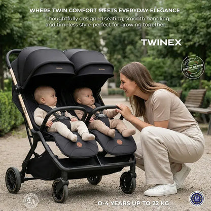 Neobreez Twinex Auto Fold Double Stroller – Compact Twin Stroller