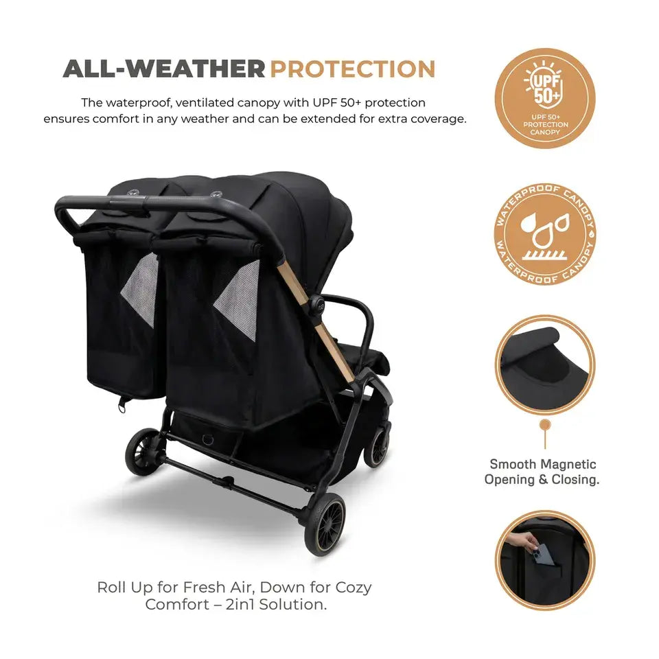 Neobreez Twinex Auto Fold Double Stroller – Compact Twin Stroller