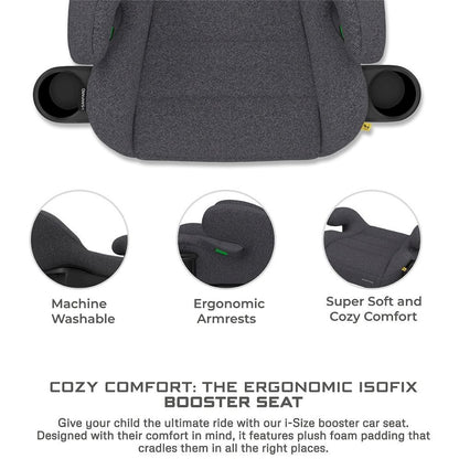 نيوبريز I-سانفارو مقعد سيارة معزز بدون مسند ظهر بنظام تثبيت ISOFIX بمعيار I-Size