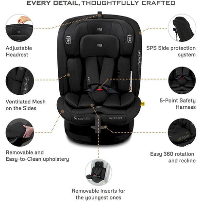 نيو بريز I‑Vilo 360° ISOFIX I‑Size مقعد سيارة للأطفال الكل في واحد (أسود)