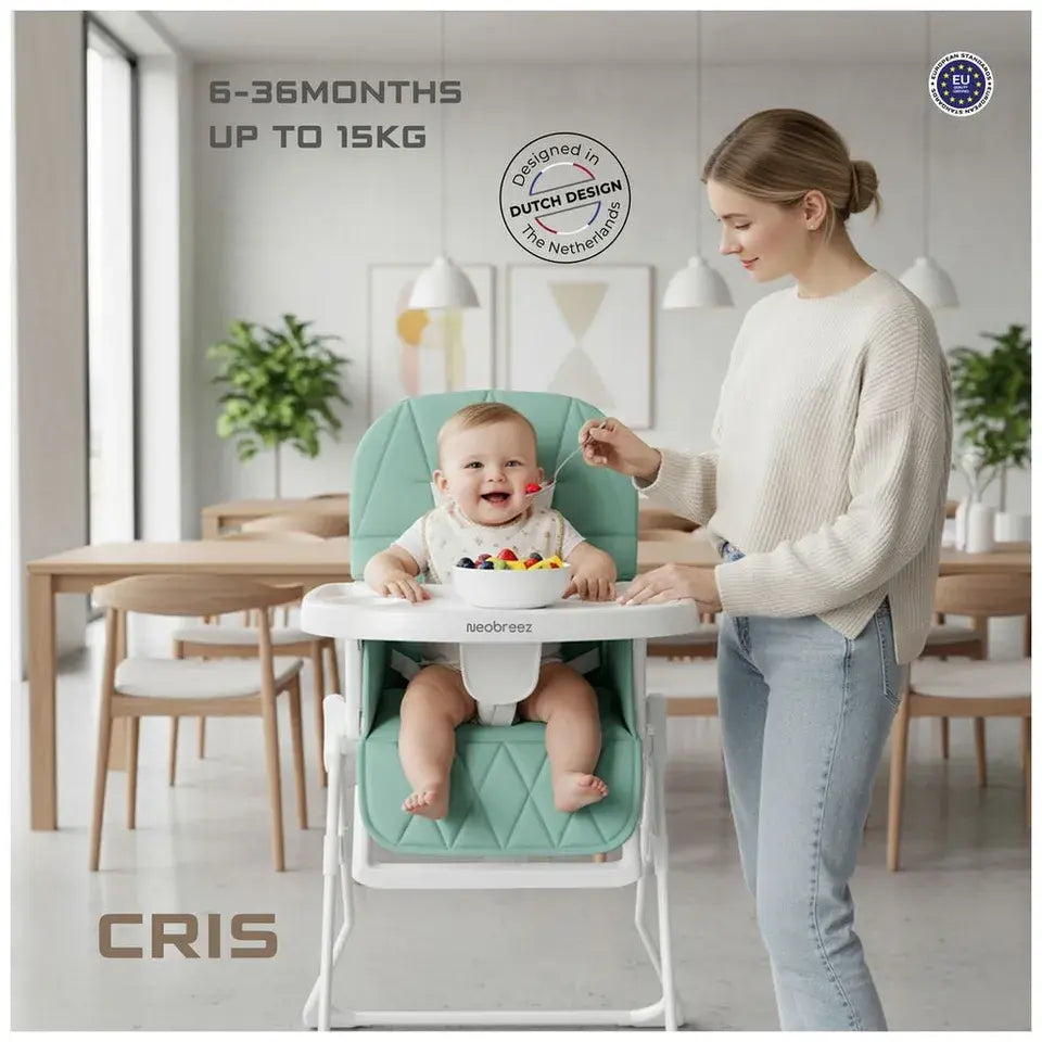 Neobreez Cris Compact Foldable Baby Highchair – Green/White