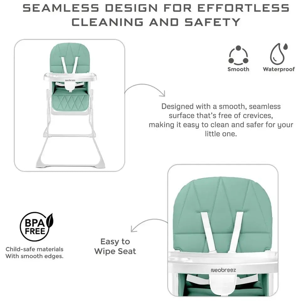 Neobreez Cris Compact Foldable Baby Highchair – Green/White