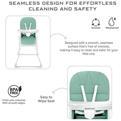 Neobreez Cris Compact Foldable Baby Highchair – Green/White