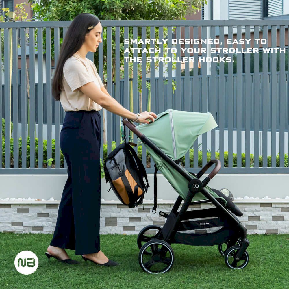 Neobreez Diaper Backpack With Changing Mat, Wet Bag, Pouches Set (Black)