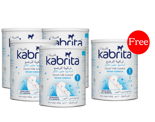 Kabrita Goat Milk Based, Infant Formula 1, 0 to 6 months, 400grams - 4 Packs + 1 FOR FREE