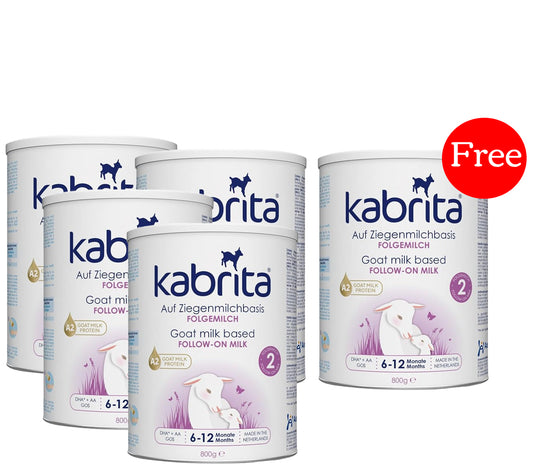 Kabrita Goat Milk Based, Follow-on Formula 2, 6 to 12months, 400grams - 4 Packs + 1 For Free