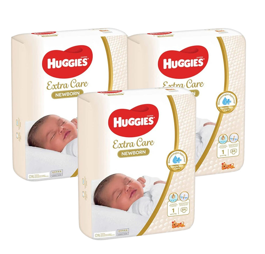 Huggies Extra Care Newborn Jumbo Pack 64pcs Pack of 3