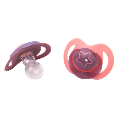 Nuby Nighttime Soothers Glow in the Dark (Pink, 18-36 Months) - Pack of 2