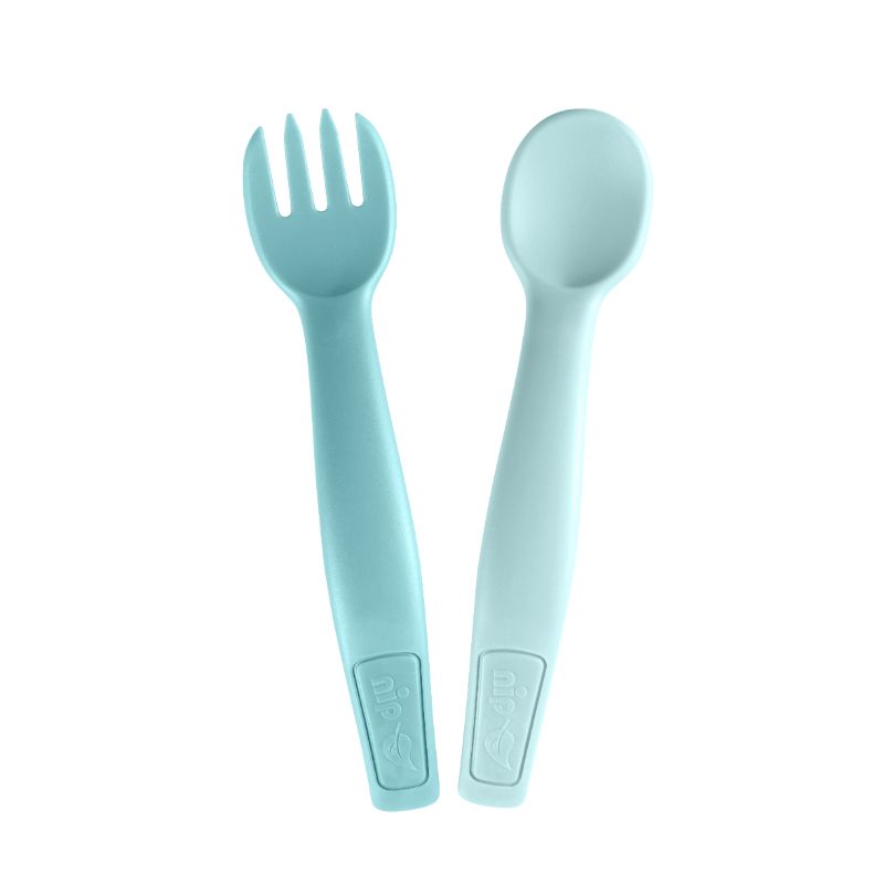 Nip Bio Based Plastic Cutlery Spoon & Fork Set (Blue)