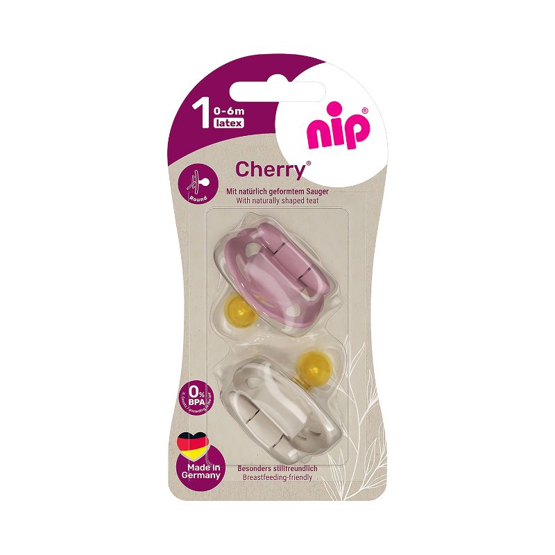 Nip Cherry Baby Pacifier Round Soother - Size 1 (0-6m) - Pack of 2