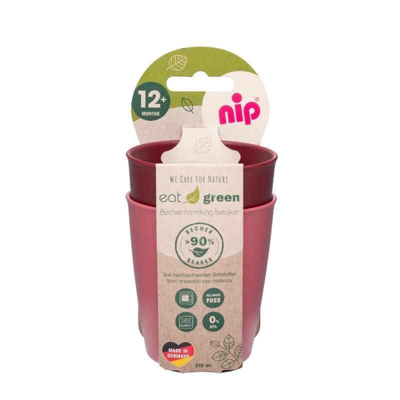 Nip Stackable & Eco-Friendly Drinking Beaker - Red (2 Pcs)