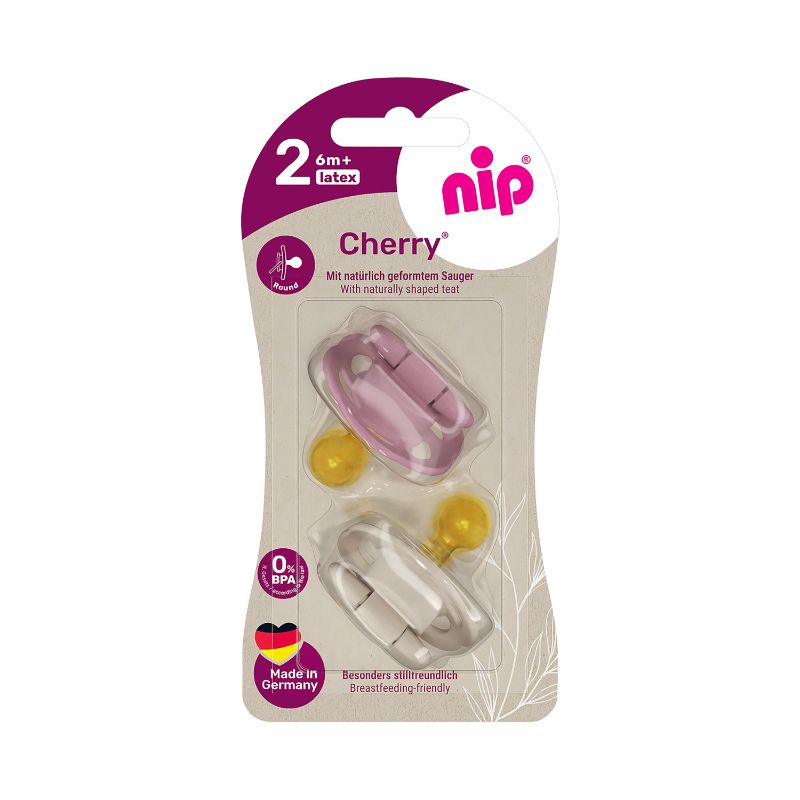 Nip Cherry Baby Pacifier Round Soother - Size 2 (6 Months+) - Pack of 2