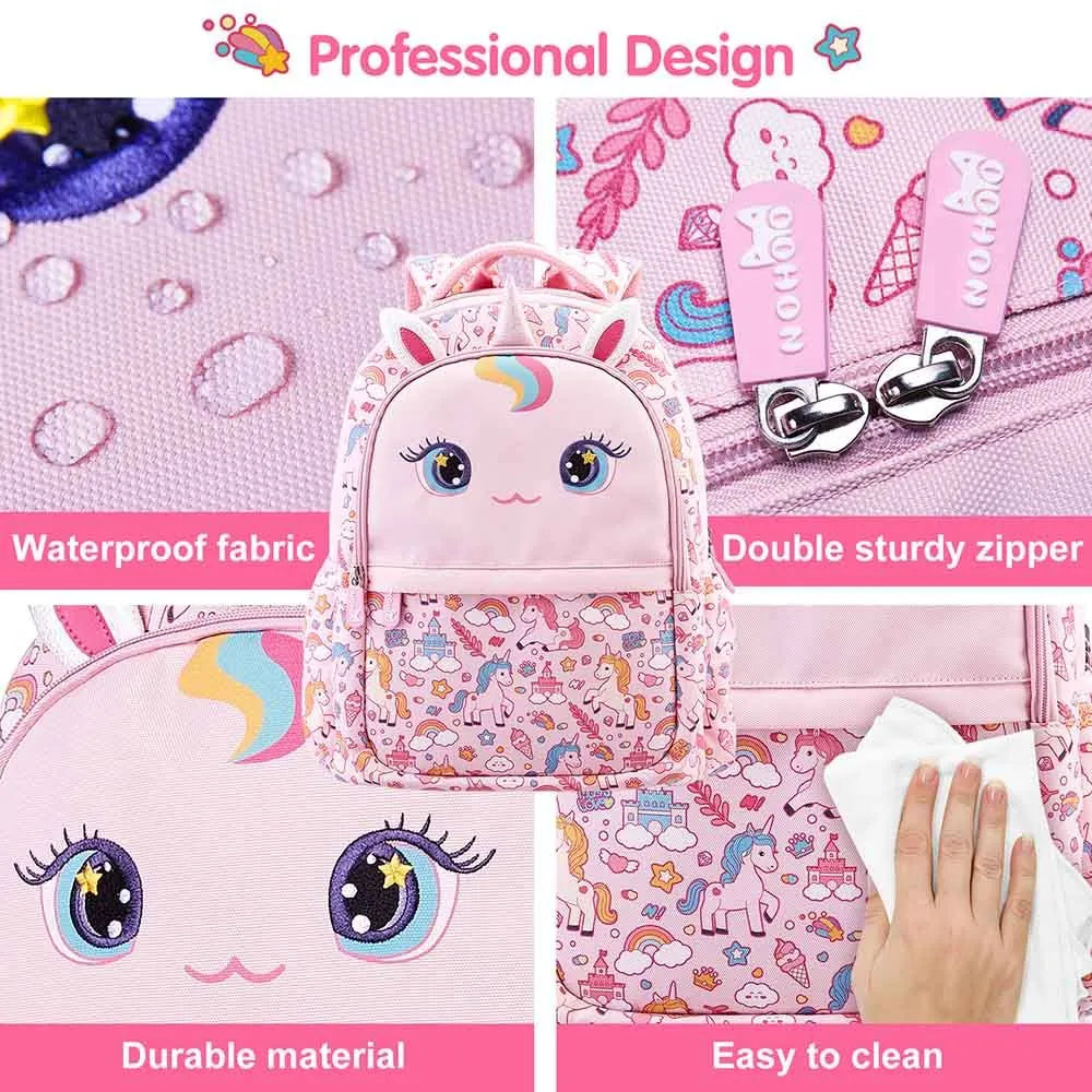 Nohoo Kids 16 Compartment School Bag Unicorn