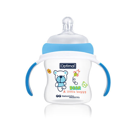 زجاجة رضاعة أوبتيمال بعنق عريض جدًا مع مقبض (150ml)