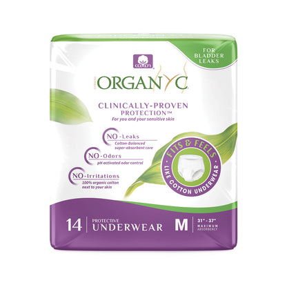 Organyc Protective Underwear 100% Organic Cotton (Medium, 14pcs)
