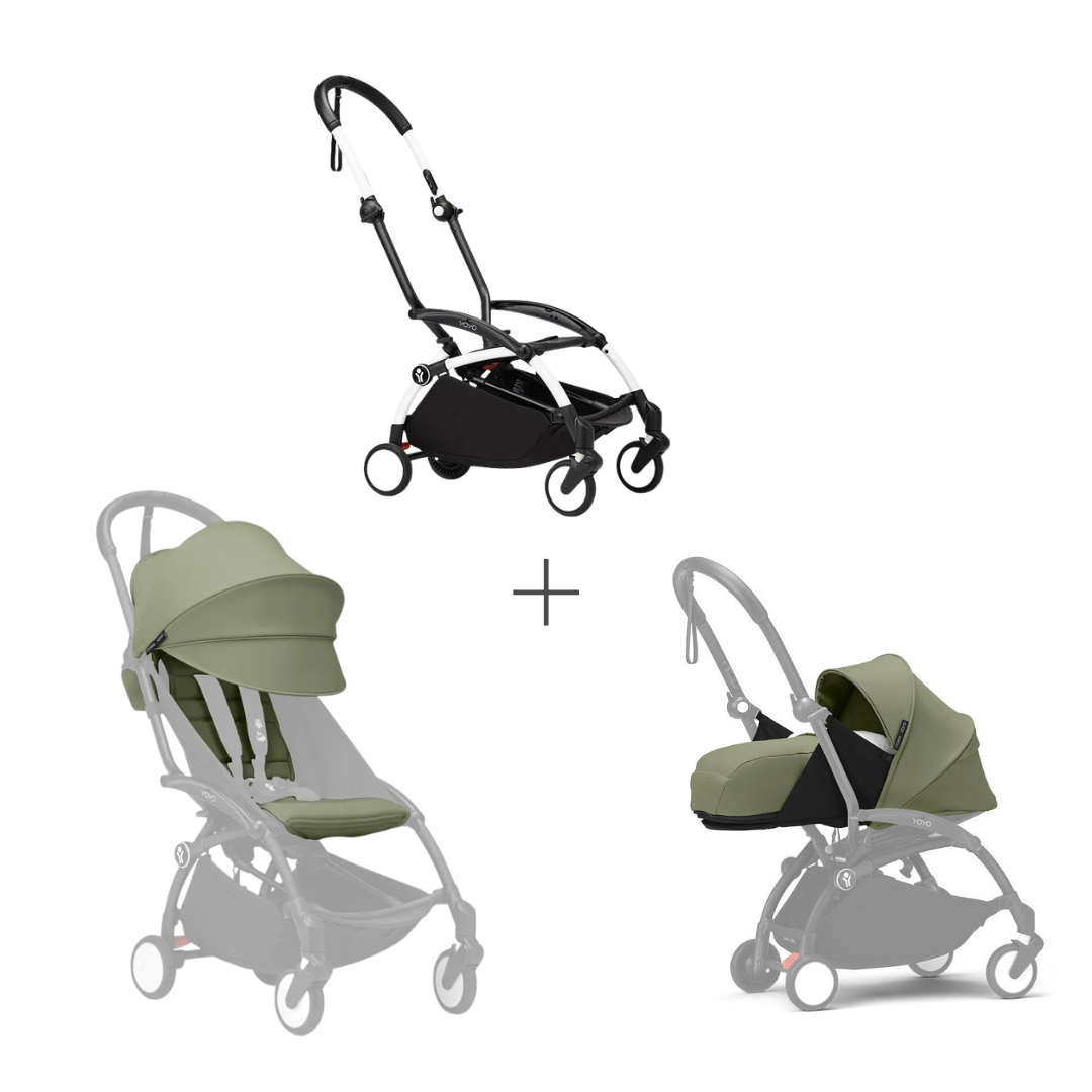 Stokke YOYO3 Frame White + Newborn Pack& 6+ Color Pack Bundle