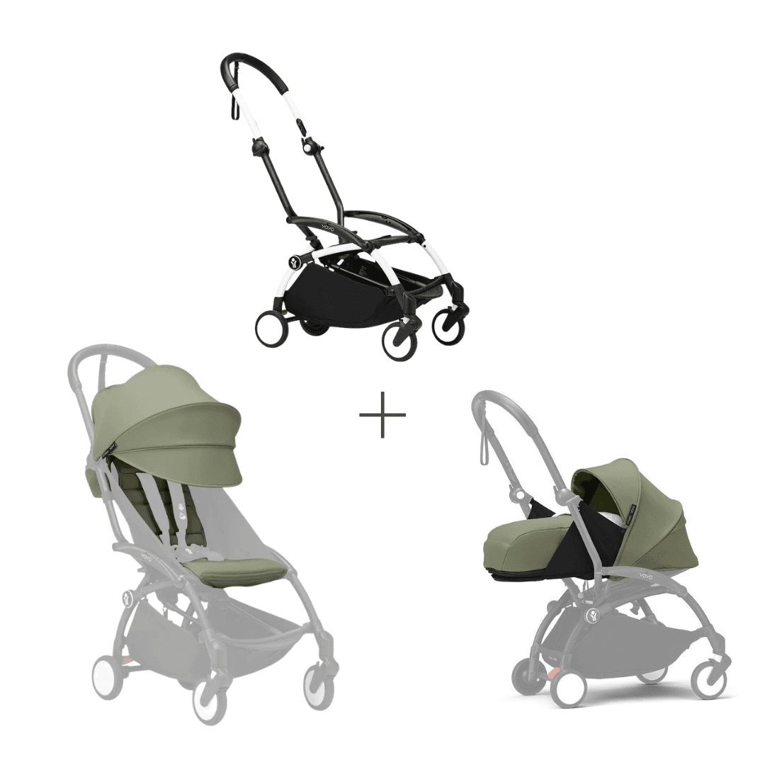Stokke YOYO3 Frame White + Newborn Shell & 6+ Color Pack Bundle