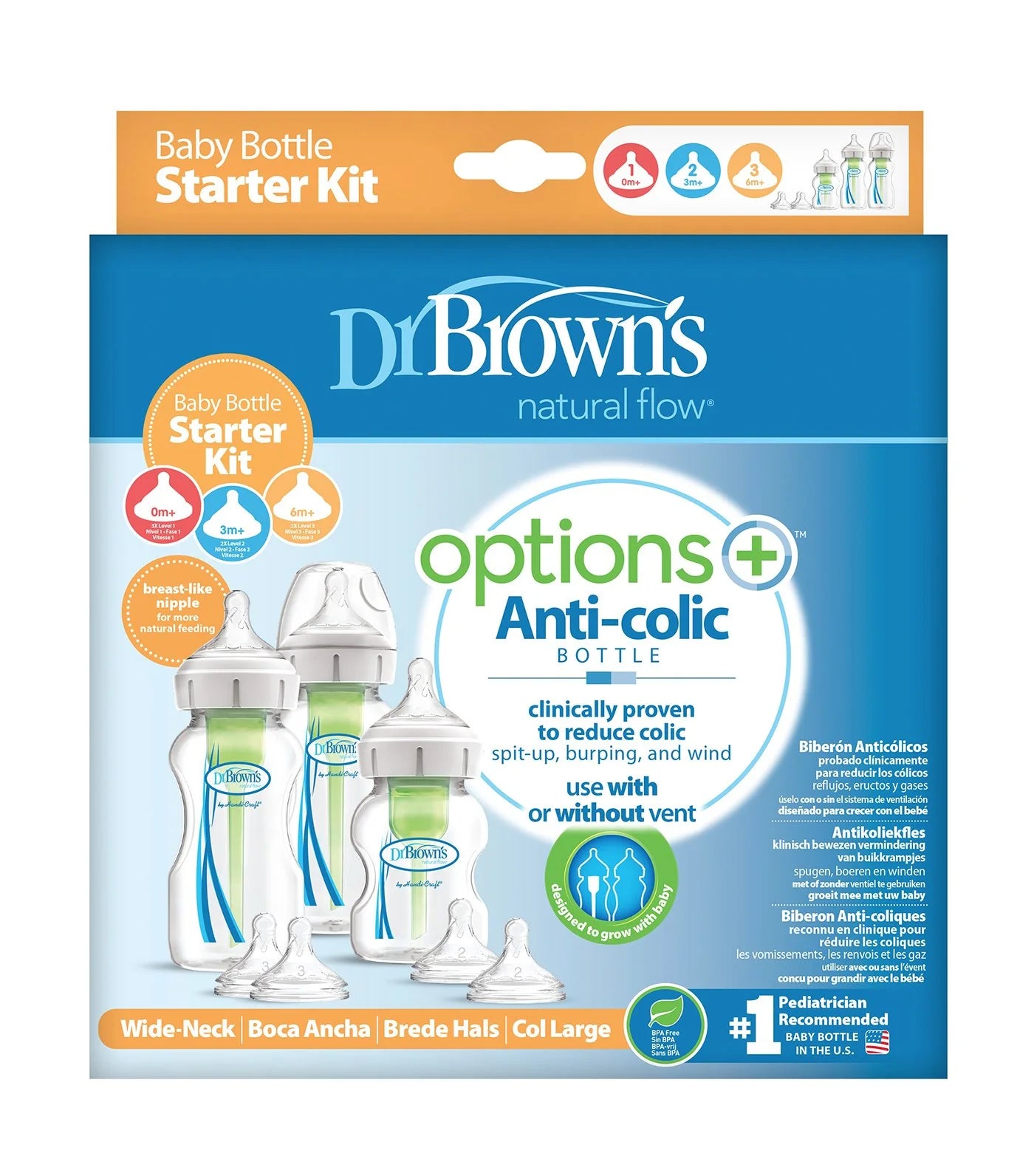 Dr. Brown's Options + Wide-Neck Baby Bottle Starter Kit