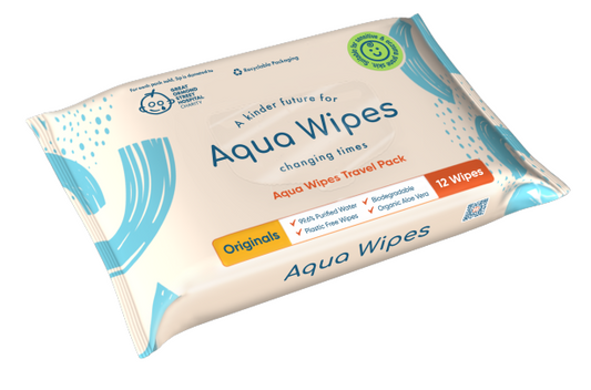 Aqua Wipes 100% Biodegradable Baby Wipes Travel Pack (12 Pcs)