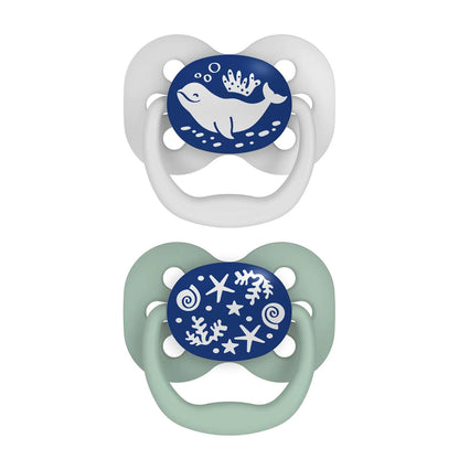Dr. Brown's Advantage Pacifier Stage 1 Glow In The Dark (Blue) - Pack of 2