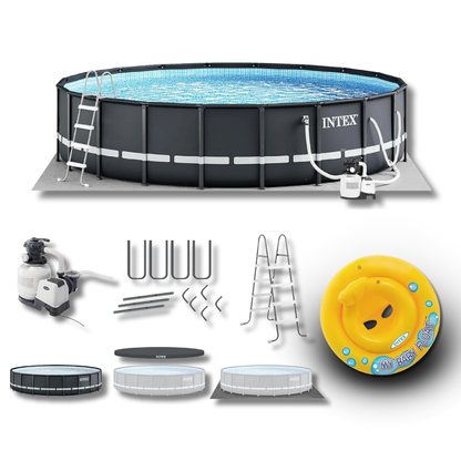 Intex Ultra XTR Frame Pool Set (4.88x1.22m) with Cloth, Cover, Ladder and Filter Pump with Intex Inflatable My Baby Float Bundle